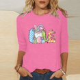 thumbnail image 1 of Xihbxyly Hauts Grande Taille pour Femmes Manches 3/4 T-shirt Imprimé Col Rond de Pâques Manches 3/4 Chandail Col Rond Cadeau de Vacances, 1 of 5