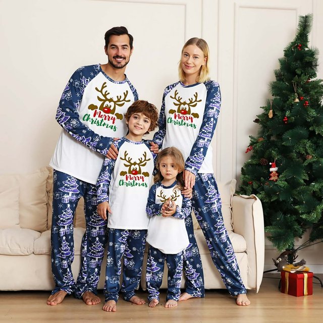 MASRIN Matching Pjs For Family Christmas Pajamas for Family Pjs Matching Set Family Christmas Pajamas Soft Xmas Pajamas Matching Sets Top Pants Christmas Hat Pjs