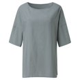 thumbnail image 4 of Blouse Chemise Ample en Coton à Manches Courtes et Col Rond pour Femmes, Été, Grande Taille, Coupe Ample, Soldes, 4 of 6