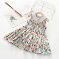 thumbnail image 2 of Yanlir Robe Confortable pour Bébés Filles Sans Manches à Volants Imprimé Fleuri Col Rond Mi-Mollet pour Tenues Adorables 2-10 Ans (Multicolore, 7-8 Ans), 2 of 3