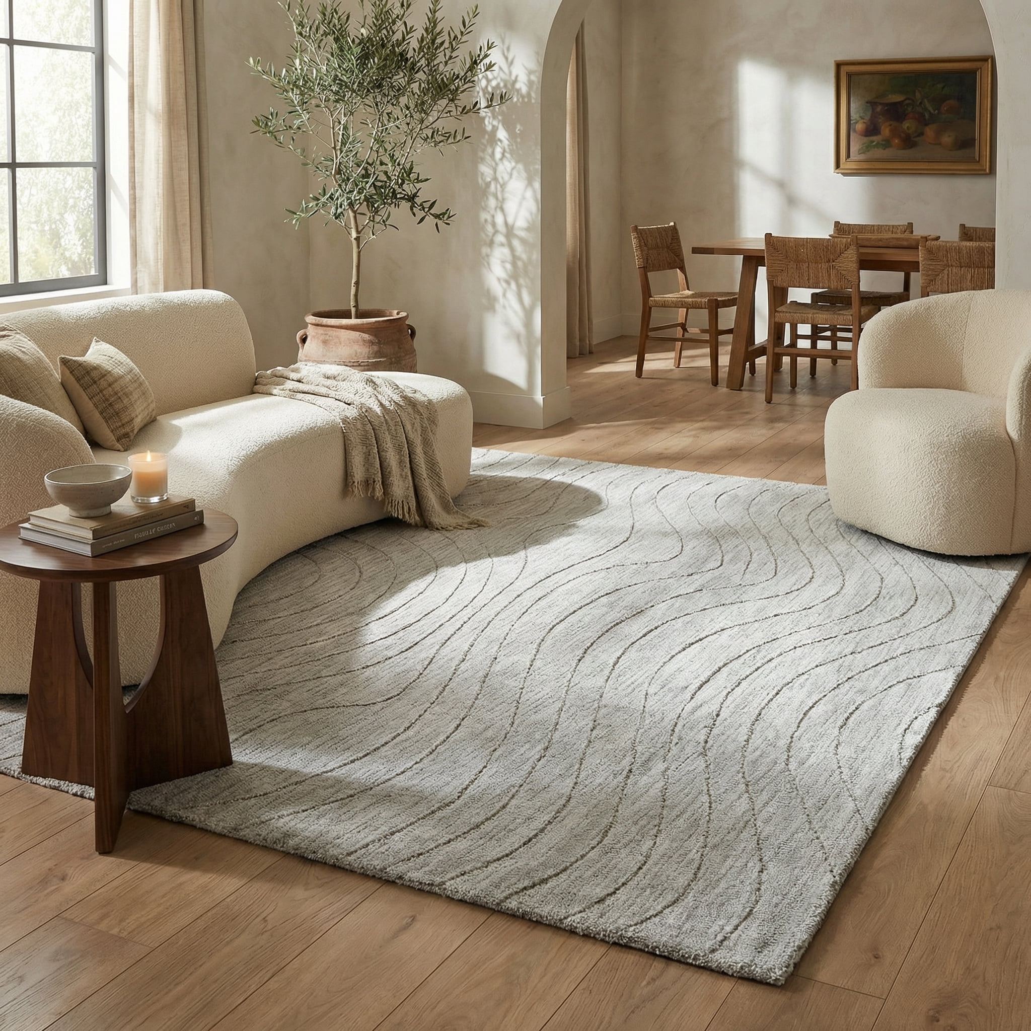 Tapis d'interieur abstrait Rug Branch Casa, gris, moderne - Salon, chambre, salle a manger et cuisine