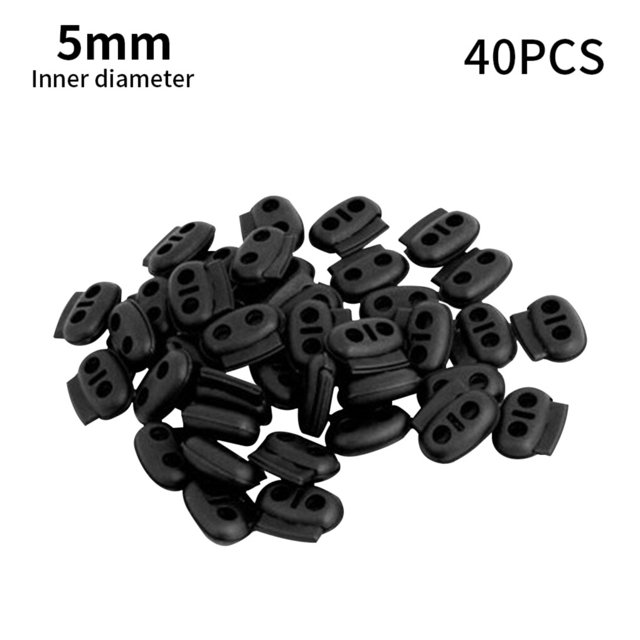 40 Pcs Boutons en Plastique à Double Trou, Verrous de Cordon à Haricot, Butées à Ressort, Boucle de Réglage Élastique, TH3066