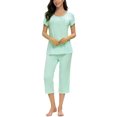 thumbnail image 3 of MINTLIMIT Women's Short Sleeve Tops and Capri Pants Solid Pajama Sets, 3 of 4