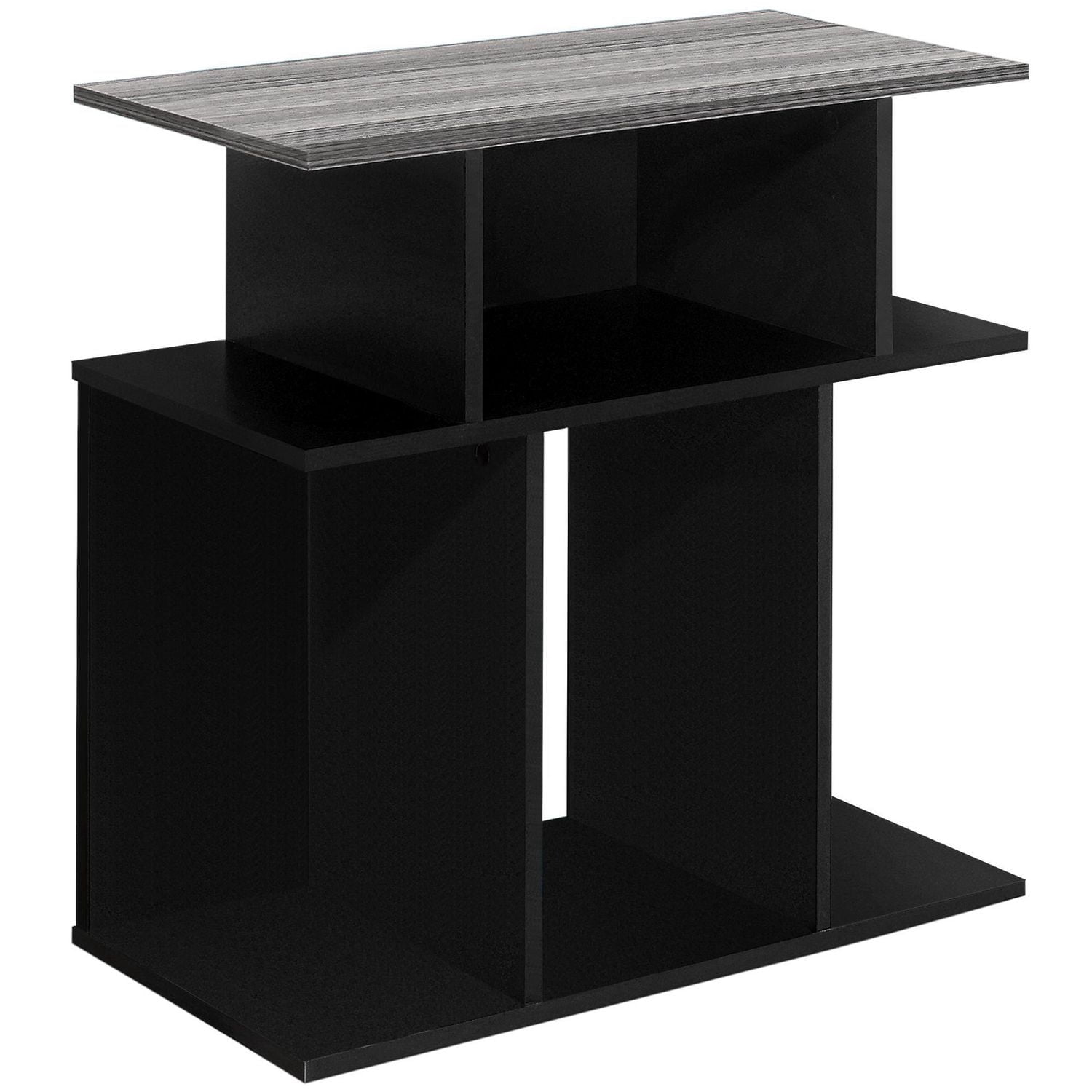 Monarch Specialties Table D'appoint, Côté, Bout, Table De Nuit, Lampe, Salon, Chambre À Coucher, Stratifié, Noir, Gris, Contemporain, Moderne