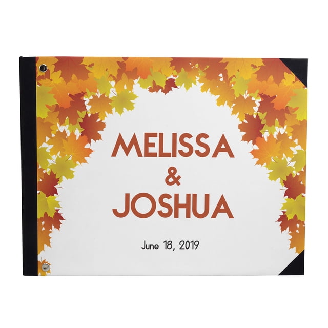 Darling Souvenir Multicolor Autumn Leaves Printed Wedding Guest Book Hardbound Cover Sign In Book Registry Scrapbook-9 x 12 Inches