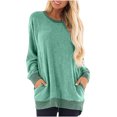 thumbnail image 3 of CEHVOM Blouse d'Été Décontractée à Manches Longues pour Femmes Col Rond Hauts Unis T-Shirt Liquidation, 3 of 7