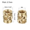 thumbnail image 2 of Uxcell Knurled Insert Nut M4 x 7mm L x 6mm OD Female Thread Brass Embedding Nut 60 Pack, 2 of 5