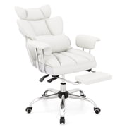 Costway Office Desk Chair Big and Tall Executive Office Chair with Footrest Lumbar Support White