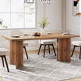thumbnail image 4 of Tribesigns 63" Dining Table, Rustic Wood Dinner Eating Table for Kitchen, Dining Room, Walnut, 4 of 5