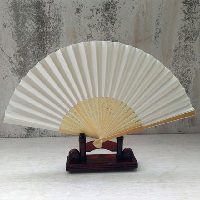 EGNMCR Pattern Folding Dance Wedding Party Lace Silk Folding Hand Solid Color Fan A fan