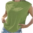 thumbnail image 1 of AherBiu Hauts d'Été pour Femmes Manches Courtes Basiques T-Shirts Confortables Couleur Unie Col Rond Blouse, 1 of 6
