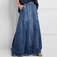 thumbnail image 3 of B91xZ Jupe Femme Taille Haute Élastique Jupe Plissée Midi Évasée, Bleu Foncé L, 3 of 5