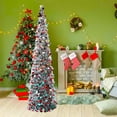 thumbnail image 2 of Colorful Round Pagoda Shape Retractable Folding Pops Up Christmas Tree 150Cm Plastic Metal Material Sparkling Sequins Holiday Decoration, 2 of 9