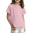 thumbnail image 1 of RXMEKW T-Shirt à Manches Courtes Doux et Respirant à Col Rond pour Enfants Tout-Petits Haut Uni pour Garçons Filles 100 % Polyester, 1 of 6