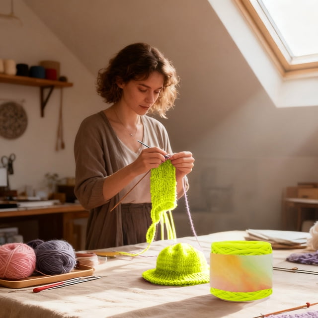 DIY Knitting Project Yarn for Crochet and Home Craft - Glow in the Dark Reactive Polyester Fiber for Beginners