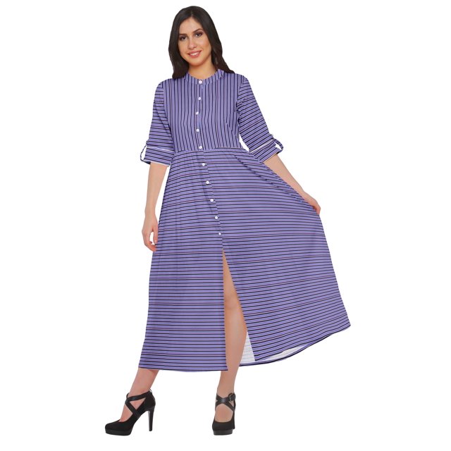 Moomaya Printed Kurta Summer Wear Ladies Kurti Front Slit Tunic Tops Women