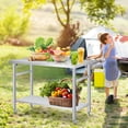thumbnail image 4 of BeesClover Table de Travail Pliable en Acier Inoxydable Robuste de 920 lb, Certifiée NSF, Tablette Ajustable, pour Restaurant, Garage, Patio Ou Traiteur, 4 of 7