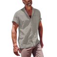 thumbnail image 1 of EOYWHK Men Linen Shirt Summer Beach Cardigan Lightweight Button Down Lapel Blouse with Pockets Flyer, 1 of 2