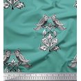 thumbnail image 1 of Soimoi Poly Georgette Fabric Leaves,Bird & Floral Block Print Sewing Fabric Yard 42 Inch Wide, 1 of 3