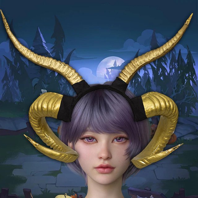 Devil Sheep Headband Punk for Costume Party Stage Performance Halloween Gold