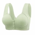thumbnail image 2 of Sentmoon Wireless Bras for Women Plus Size Full Coverages Bras for Women Wide Strap Front Closure Breathable Side Support Solid Color Yoga Bra Comfy for Travel Green S, 2 of 8
