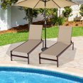 thumbnail image 1 of Costway 2 PCS 6-Position Lounge Chair Chaise Aluminium Adjust Recliner Brown, 1 of 9