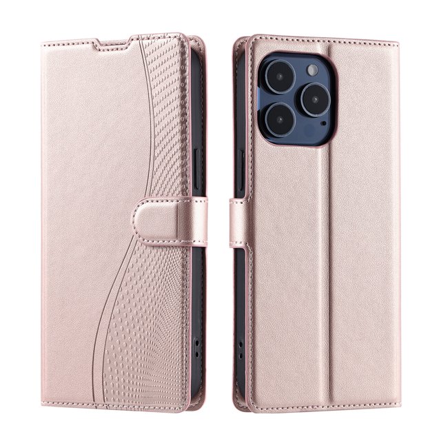 iPhone 16 PRO Étui, Portefeuille en Cuir Pu à Rabat Porte-Cartes Support Magnétique