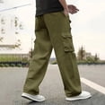 thumbnail image 2 of WRKEKC Casual Pants for Men Spring Fall Trendy Solid Color Drawstring Elastic Waist Long Pants for Daily Casual Gym Outings Dynamic Wear, 2 of 6