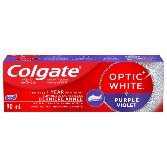 Colgate Optic White Purple Teeth Whitening Toothpaste, Fresh Mint, 90 ml