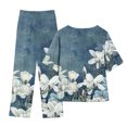 thumbnail image 2 of Ensemble Court Deux Pièces pour Femmes Ensemble Estival Imprimé pour Femmes Manches Courtes Demi-Manches Col Rond Haut Court + Pantalon Décontracté Ensemble Tailleur Ensemble Détente Deux Pièces Ensembles Deux Pièces pour Femmes Été, 2 of 3