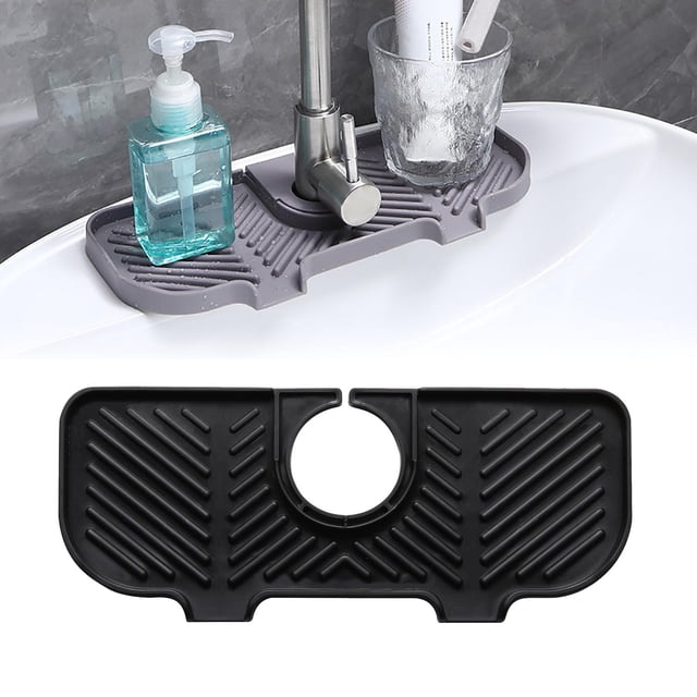 Aodebiao Diatomite Faucet Mat - Universal Sink Drying Pad for Kitchen & Bathroom - Non-Slip Water Absorbent Tray (27x11cm) Splash Proof & Fast Drying