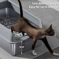 thumbnail image 3 of Stainless Steel Cat Litter Box, High Side Enclosed Metal Pet Litter Pan with Scoop, Non Stick Cat Litter Box Odor Control Easy Clean for Indoor Cats Kitty Litter Tray, 3 of 7