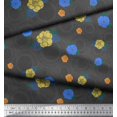 thumbnail image 1 of Soimoi Grey Poly Georgette Fabric Circle,Leaves & Floral Hand Drawn Decor Fabric Printed Yard 42 Inch Wide, 1 of 2