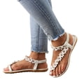 thumbnail image 4 of DXOUPM Women's Thong Slide Sandals Open Toe Slip on Flip Flop Comfortable Flat Sandals for Summer, 4 of 5