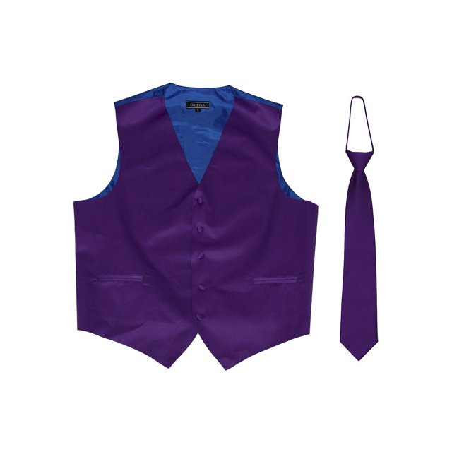 Gilet à Boutons Omega + Cravate Assortie - Violet/bleu - Grand