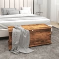 thumbnail image 2 of HOMCOM Lift Top Storage Chest with 2 Safety Hinges, Flip-Top Lid, Brown, 2 of 10