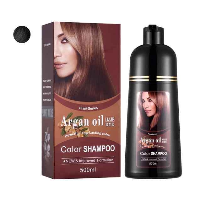 WIFKLSIIPG Natural 3 in One Hair Color & Care Shampoo Oil Brown Quick Dyeing Fade Hair Formula 500ML