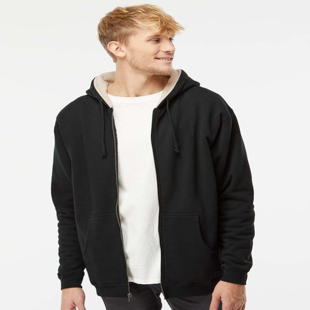 Independent Trading Co. Sherpa-Lined Full-Zip Hooded Sweatshirt S
