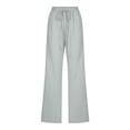 thumbnail image 4 of Womens Cotton Linen Pants Solid Color Drawstring Elastic High Waisted Casual Pants Loose Fit Comfy Trousers with Pockets, 4 of 6