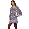 thumbnail image 2 of Moomaya Printed Indian Short Kurti Dress Poly Crepe Tunic Round Neck Mini Dress, 2 of 5