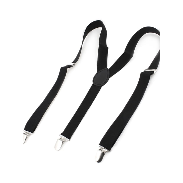 INSPIRE CHIC Metal Clamp Y Shaped Adjustable Suspender Clip Braces Dark Black One Size