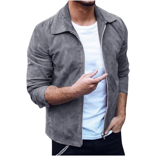 Rain Jacket mens Fashion Casual Solid Color Jacket Outdoor Zipper Jacket Tooling Jacket