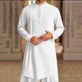thumbnail image 1 of Men's Cotton Muslim Robe Set Arabic Style Long Sleeve Button Front Casual Robe for Daily Wear, 1 of 9