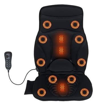 Gymax Coussin de Siège pour Masseur Dorsal avec Chaleur, Coussin de Chaise de Massage Électrique avec 3 Vitesses