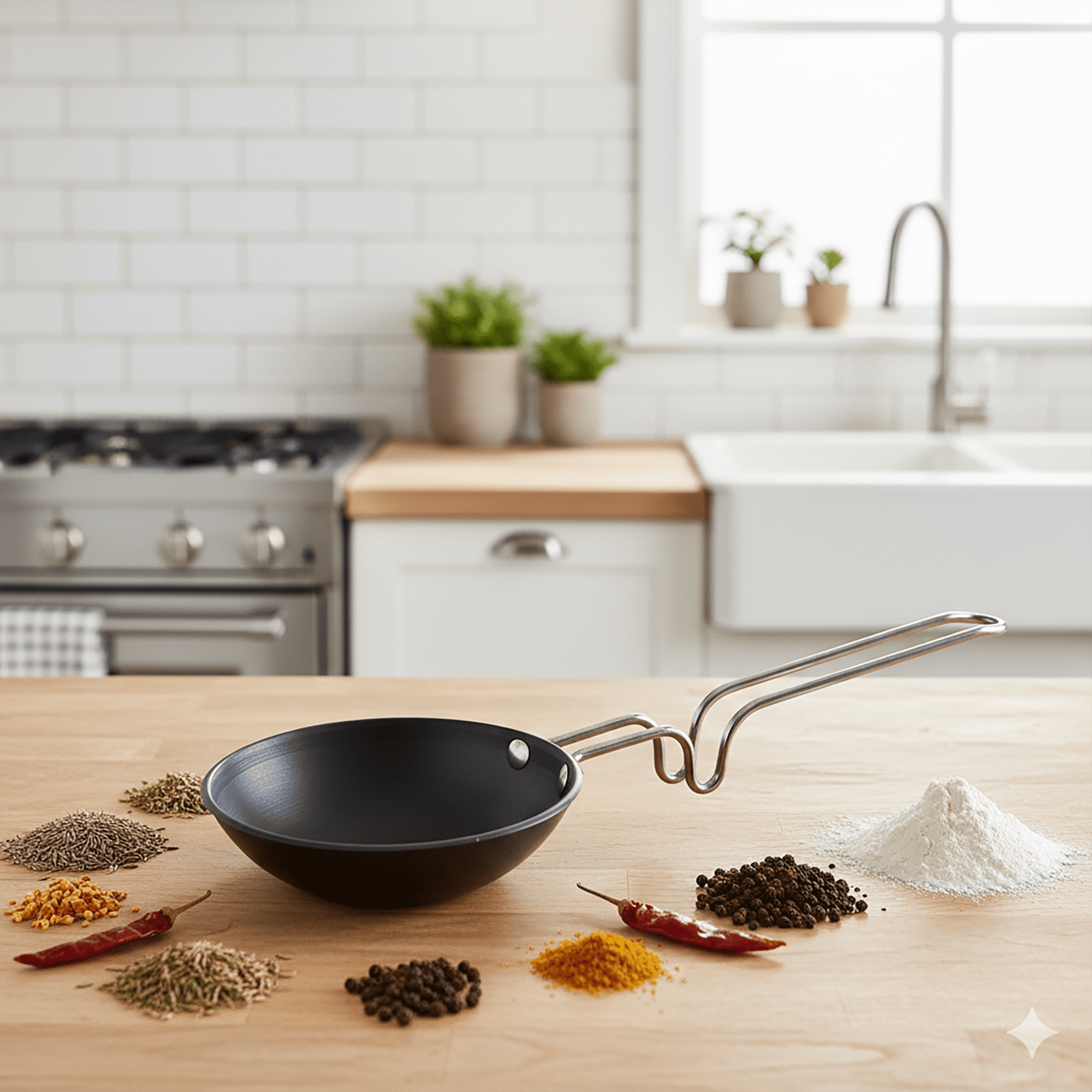 Verka Hard Anodized Black Tadka Pan, 5 inch
