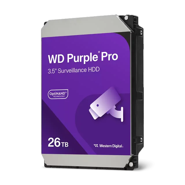 Western Digital 26TB WD Purple Pro Surveillance SATA HDD, 3.5" Internal Hard Drive, 7200 RPM, 512MB Cache, CMR - WD260PURP