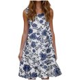 thumbnail image 2 of Ovzne Robes pour Femmes 2025 Robe Mode pour Femmes Vacances Été Couleur Unie Sans Manches Fête Plage Robe d'Été Imprimée Liquidation, 2 of 6