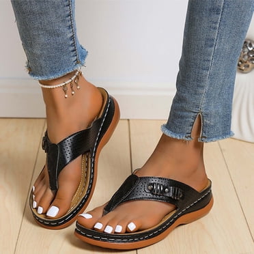 Fankiway Women'S Orthopedic Sandals Wedge Flip-Flops Outer Beach Sandals Comfortable Shoes with Ergonomic Soles Womens Slippers Clearance Slides for Women Clearance