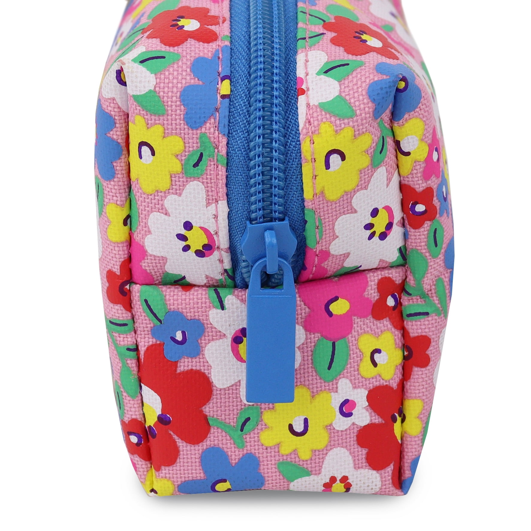 Pen+Gear Floral Design Pencil Pouch, Pink Polyester with Bright Multi-Colour Flowers, Middle School and High School