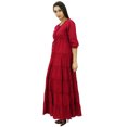 thumbnail image 3 of Bimba Robe Maxi d'Été en Coton à Manches 3/4 pour Femme, Taille à Cordon, 3 of 8